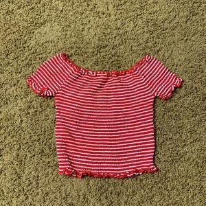 Stripe off the shoulder crop top